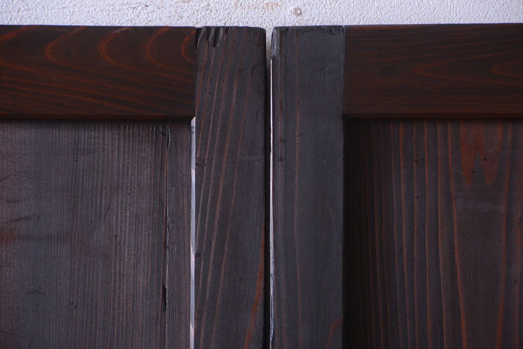 古民具・骨董　古い木味のアンティーク帯戸2枚セット(3)