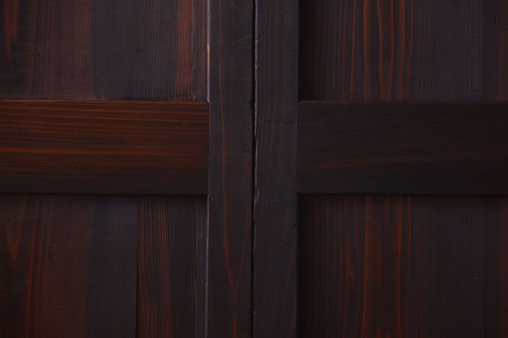 古民具・骨董　古い木味のアンティーク帯戸2枚セット(3)