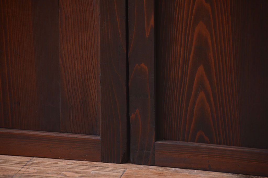 古民具・骨董　古い木味のアンティーク帯戸2枚セット(3)