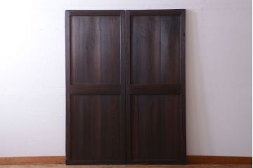 古民具・骨董　古い木味のアンティーク帯戸2枚セット(3)