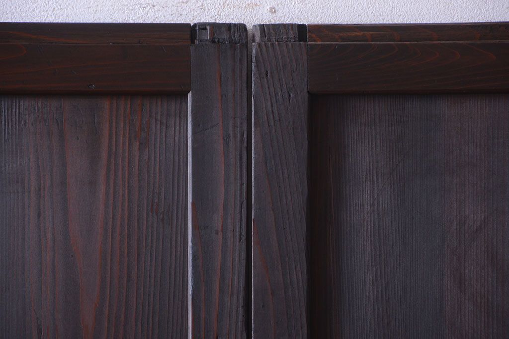 古民具・骨董　古い木味のアンティーク帯戸2枚セット(3)