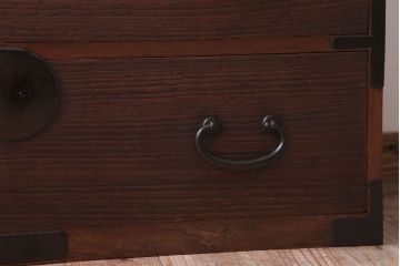 アンティーク家具　和製アンティーク　上手物　シンプルな丸金具の総桐箪笥ローボード(衣装箪笥・時代箪笥、桐たんす)(1)