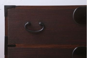 アンティーク家具　和製アンティーク　上手物　シンプルな丸金具の総桐箪笥ローボード(衣装箪笥・時代箪笥、桐たんす)(2)