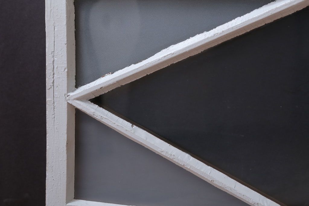 アンティーク　すり・結霜ガラス入り!ペイント明り取り