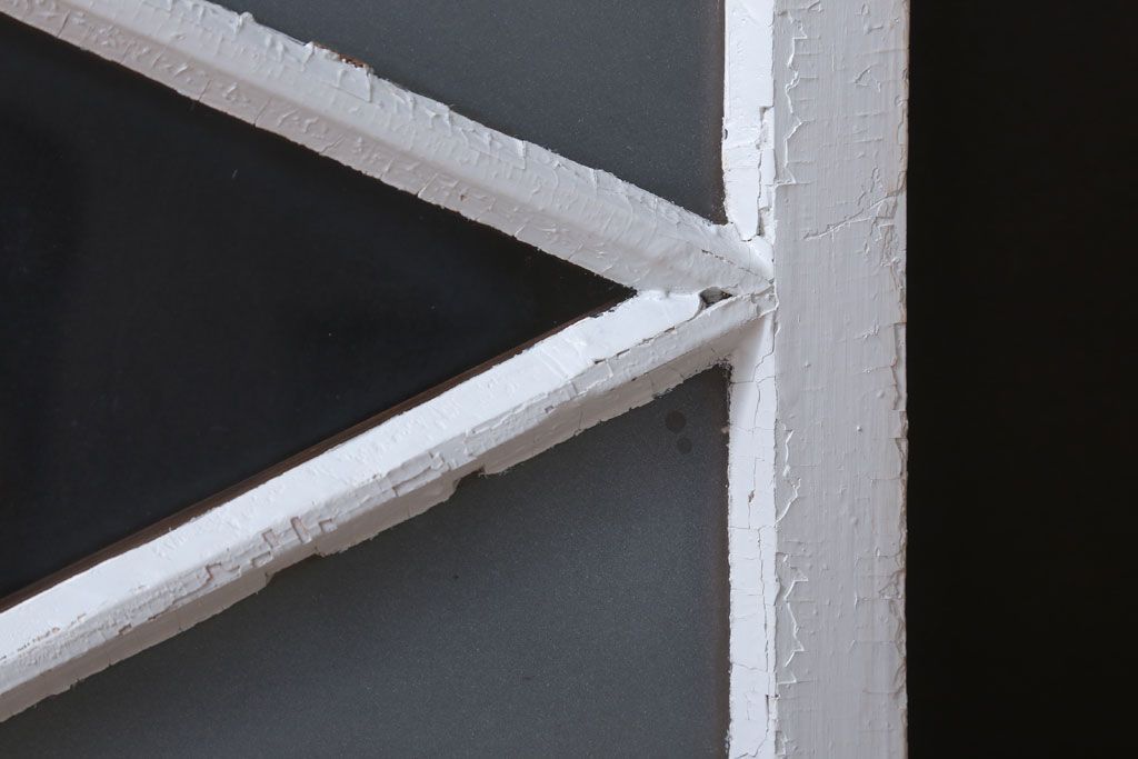 アンティーク　すり・結霜ガラス入り!ペイント明り取り