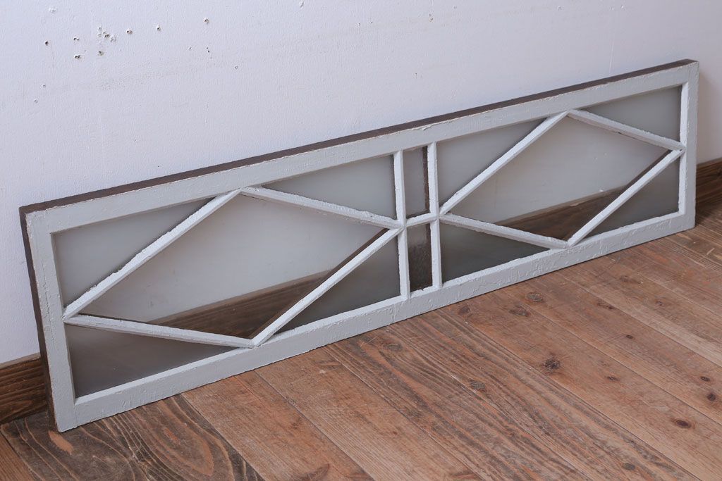 アンティーク　すり・結霜ガラス入り!ペイント明り取り