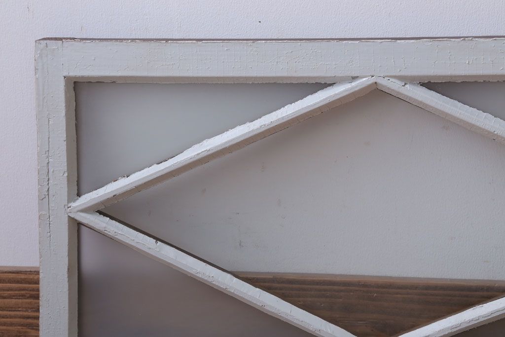 アンティーク　すり・結霜ガラス入り!ペイント明り取り