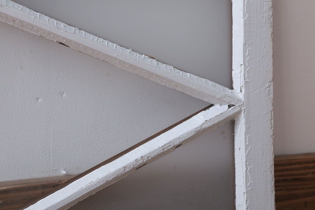 アンティーク　すり・結霜ガラス入り!ペイント明り取り