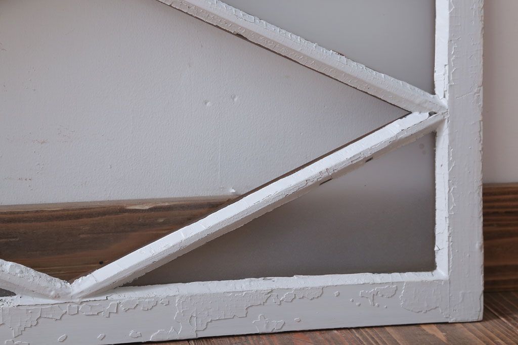 アンティーク　すり・結霜ガラス入り!ペイント明り取り