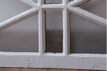 アンティーク　すり・結霜ガラス入り!ペイント明り取り