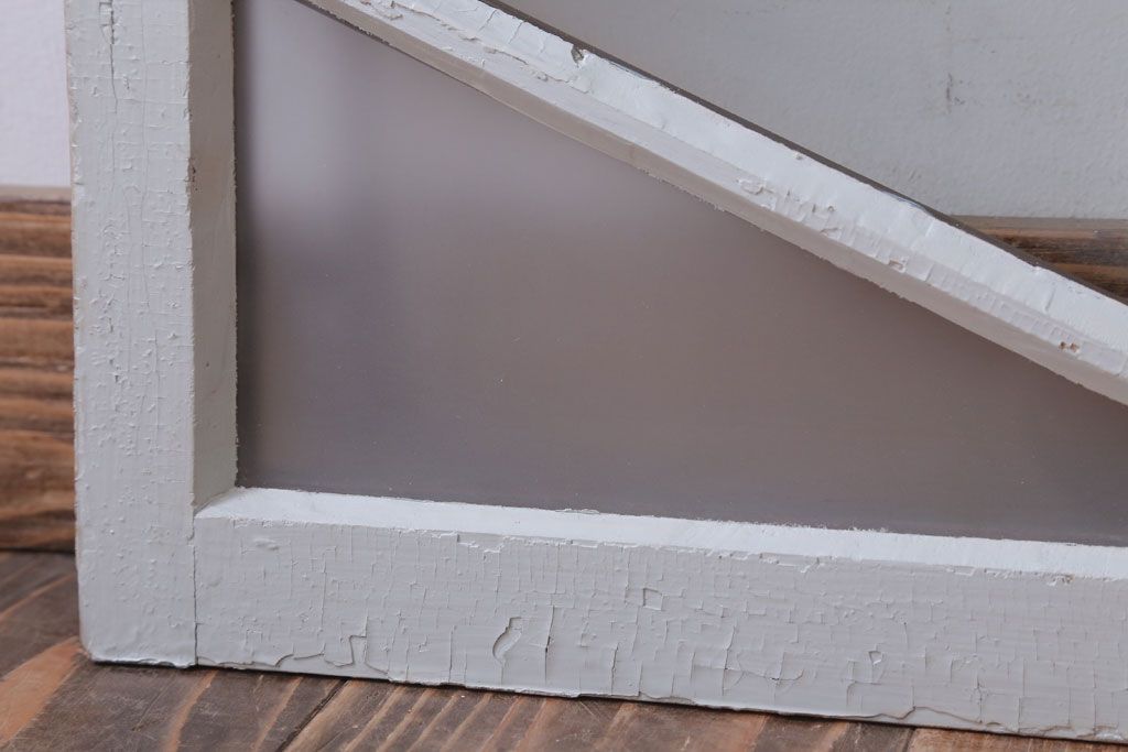 アンティーク　すり・結霜ガラス入り!ペイント明り取り