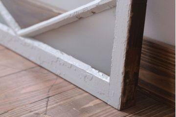 アンティーク　すり・結霜ガラス入り!ペイント明り取り