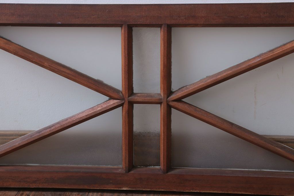 アンティーク　すり・結霜ガラス入り!ペイント明り取り