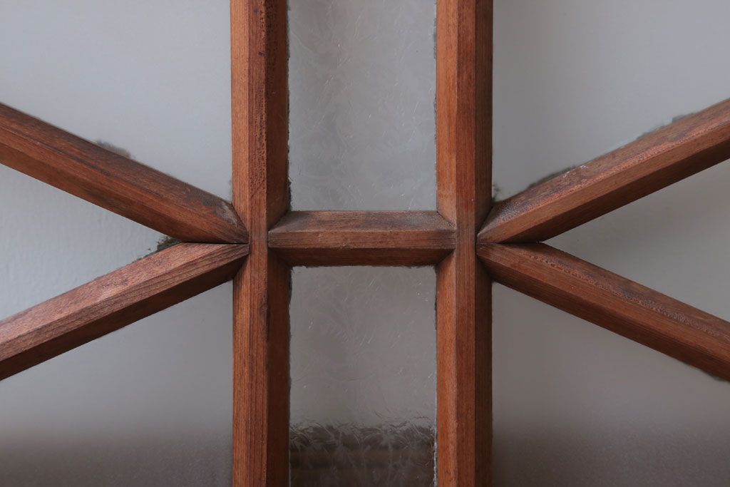 アンティーク　すり・結霜ガラス入り!ペイント明り取り