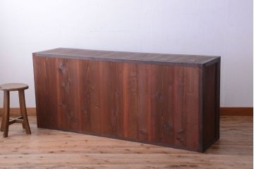 アンティーク家具　古民具・骨董　和製アンティークの引き戸ローボード(収納棚)