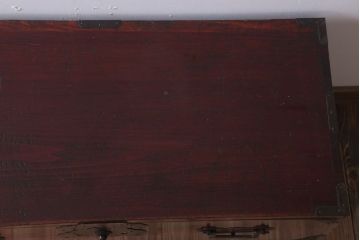 アンティーク家具　古民具・骨董　明治期　前面欅材の二段重ね庄内箪笥(衣装箪笥)