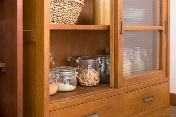 アンティーク家具　和製アンティーク　モールガラス入り!古い重ね収納棚