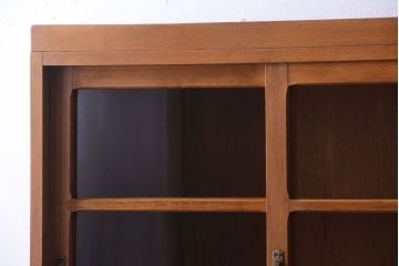 アンティーク家具　和製アンティーク　モールガラス入り!古い重ね収納棚