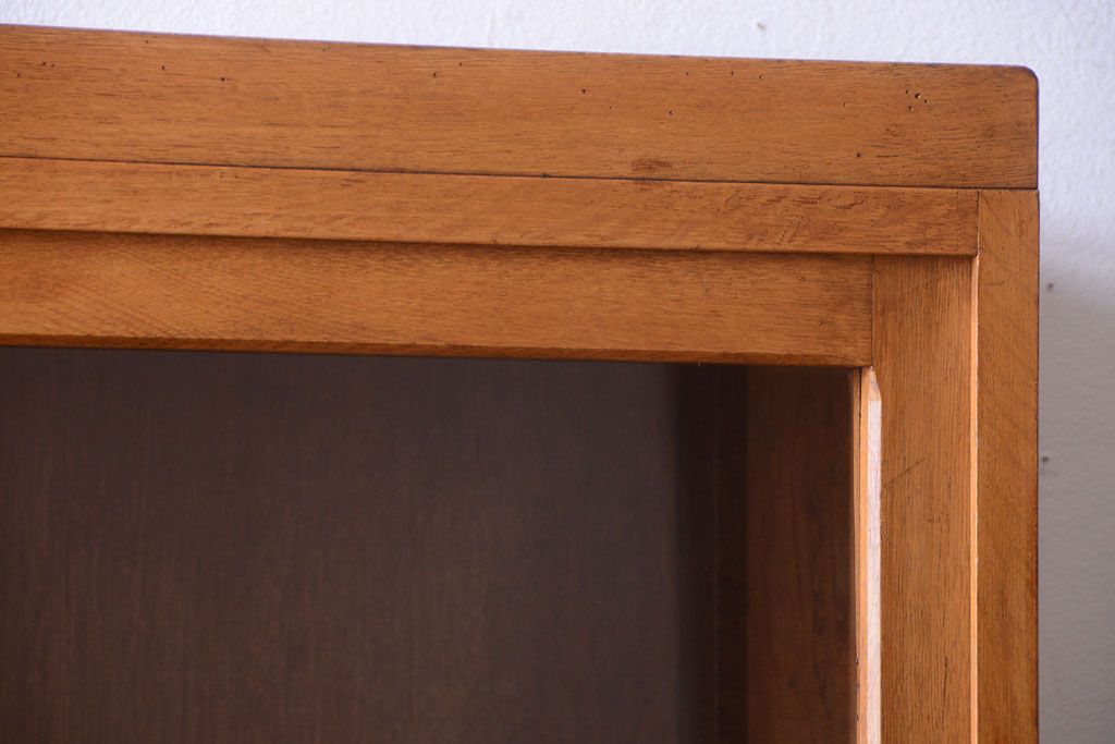 アンティーク家具　和製アンティーク　モールガラス入り!古い重ね収納棚