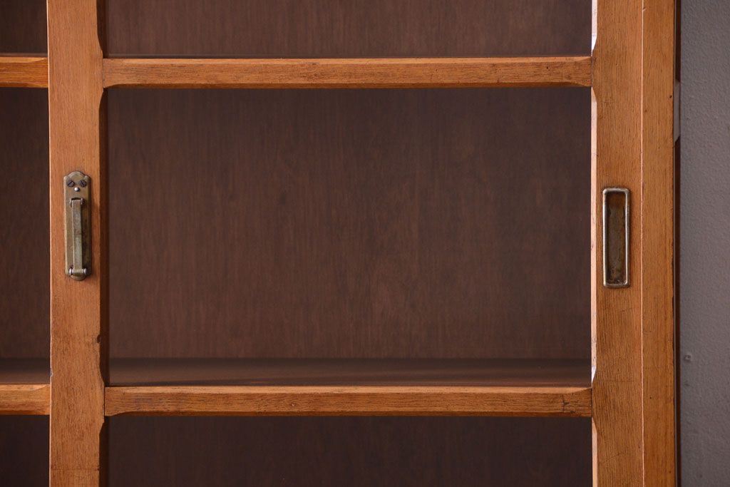 アンティーク家具　和製アンティーク　モールガラス入り!古い重ね収納棚