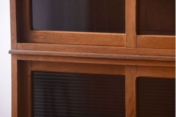 アンティーク家具　和製アンティーク　モールガラス入り!古い重ね収納棚