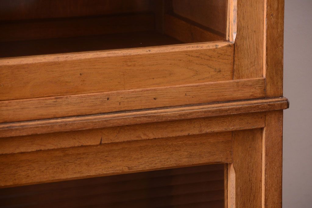 アンティーク家具　和製アンティーク　モールガラス入り!古い重ね収納棚