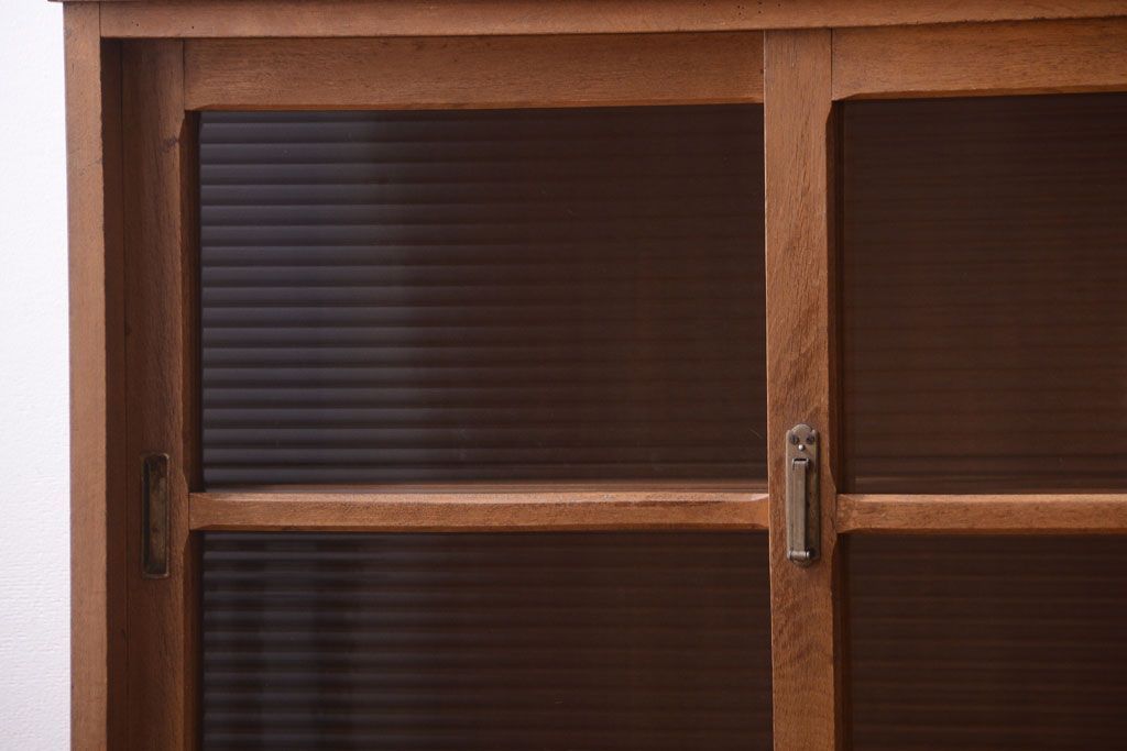 アンティーク家具　和製アンティーク　モールガラス入り!古い重ね収納棚