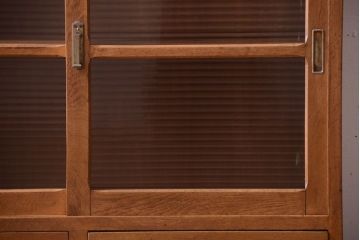 アンティーク家具　和製アンティーク　モールガラス入り!古い重ね収納棚