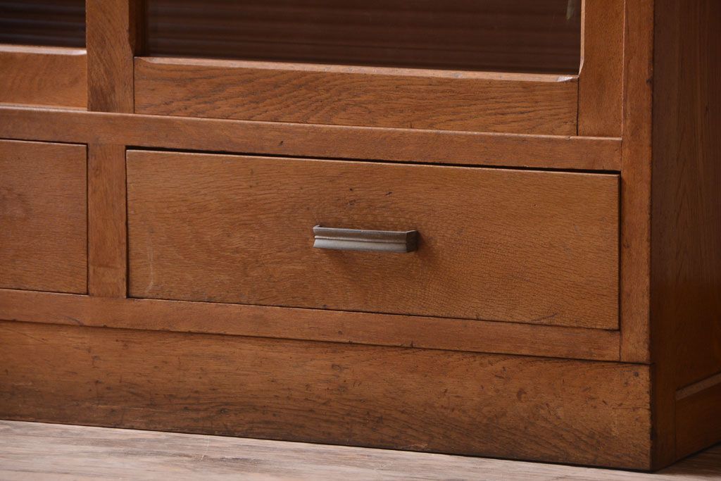 アンティーク家具　和製アンティーク　モールガラス入り!古い重ね収納棚