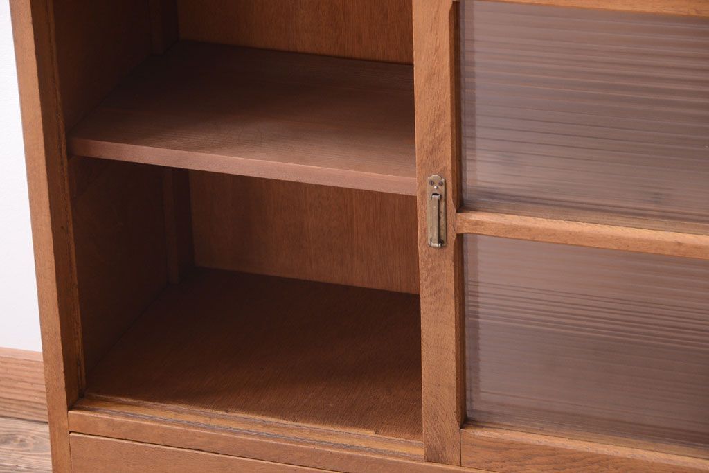 アンティーク家具　和製アンティーク　モールガラス入り!古い重ね収納棚