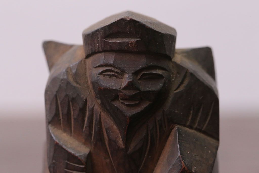 アンティーク雑貨　古民具・骨董　明治〜大正 木彫りの大黒様と恵比寿様の置き物(1)