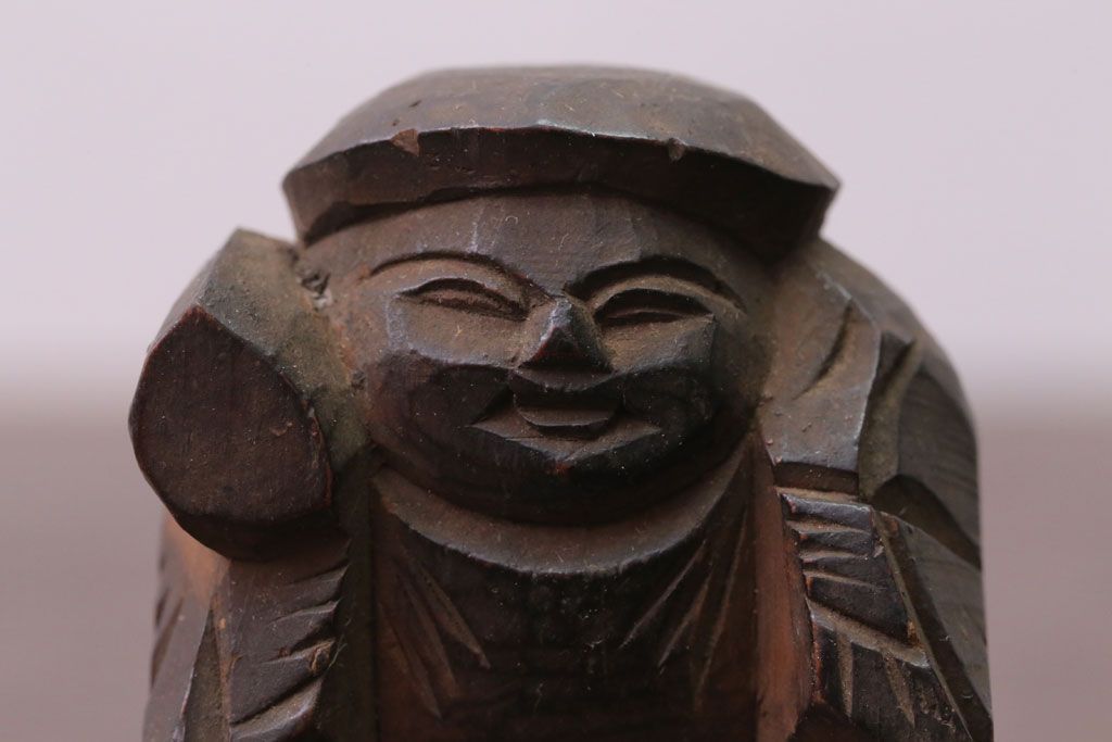 アンティーク雑貨　古民具・骨董　明治〜大正 木彫りの大黒様と恵比寿様の置き物(1)