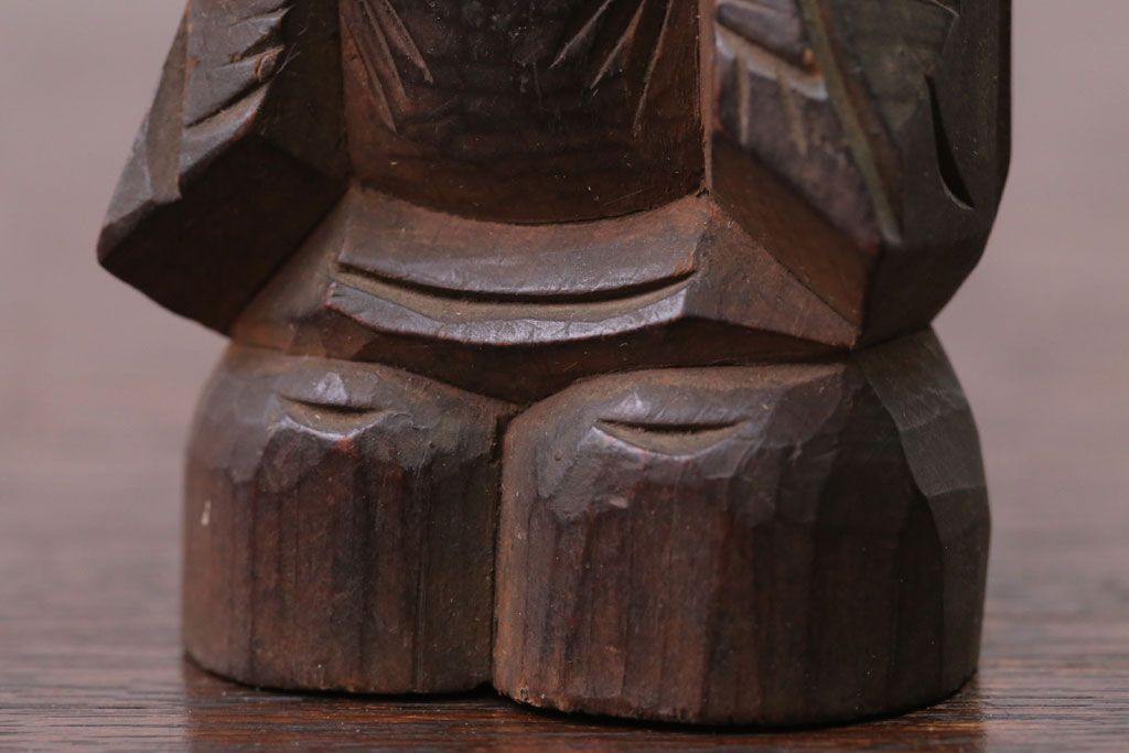 アンティーク雑貨　古民具・骨董　明治〜大正 木彫りの大黒様と恵比寿様の置き物(1)