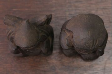 アンティーク雑貨　古民具・骨董　明治〜大正 木彫りの大黒様と恵比寿様の置き物(2)