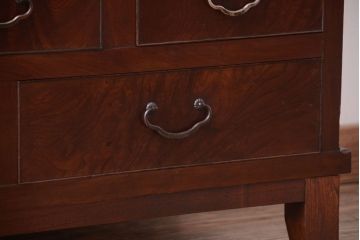 アンティーク家具　古民具・骨董　前面欅玉杢材!脚付き収納棚(キャビネット)