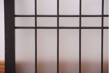 和モダンスタイル　すりガラス入り!小さなブラックペイント格子戸2枚セット(窓)
