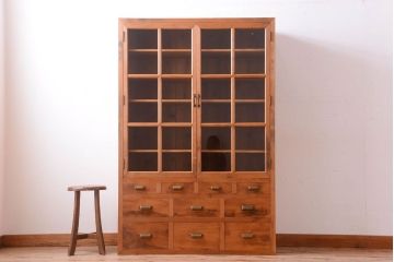 アンティーク家具　和製アンティーク　木味が美しい大ぶりな本箱(ブックケース)