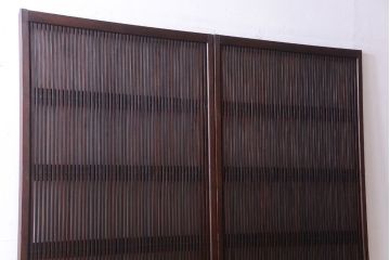 和製アンティーク　裏ガラス入り!古い木の格子戸2枚セット