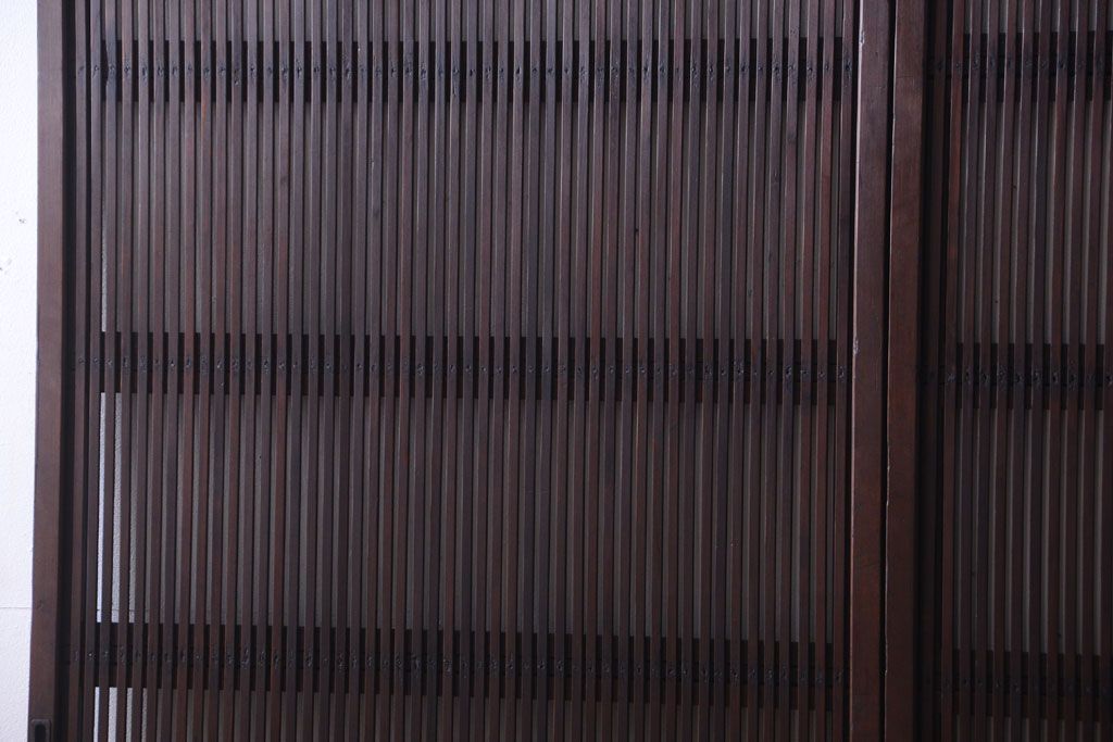 和製アンティーク　裏ガラス入り!古い木の格子戸2枚セット