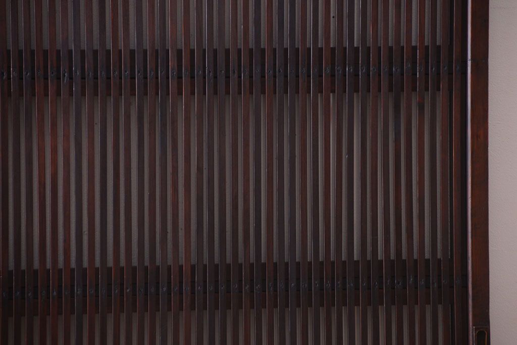 和製アンティーク　裏ガラス入り!古い木の格子戸2枚セット