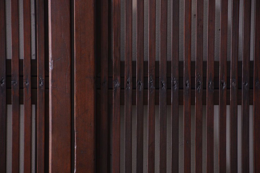 和製アンティーク　裏ガラス入り!古い木の格子戸2枚セット