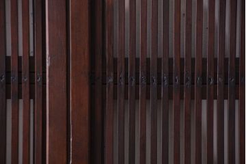 和製アンティーク　裏ガラス入り!古い木の格子戸2枚セット