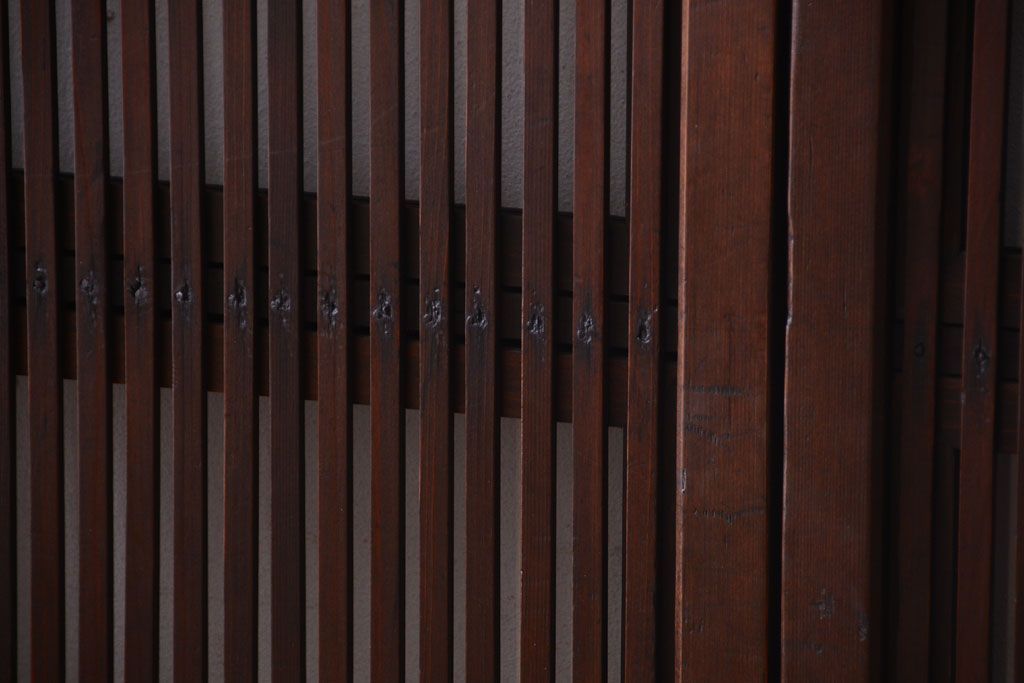 和製アンティーク　裏ガラス入り!古い木の格子戸2枚セット