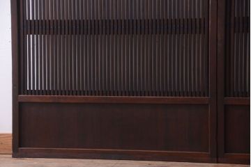 和製アンティーク　裏ガラス入り!古い木の格子戸2枚セット