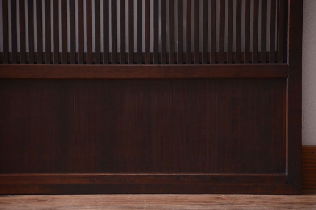 和製アンティーク　裏ガラス入り!古い木の格子戸2枚セット