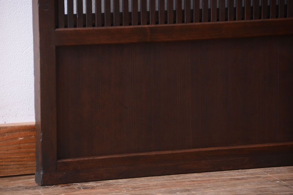 和製アンティーク　裏ガラス入り!古い木の格子戸2枚セット