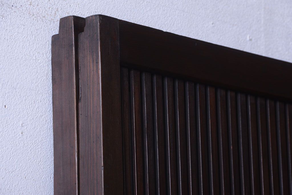 和製アンティーク　裏ガラス入り!古い木の格子戸2枚セット