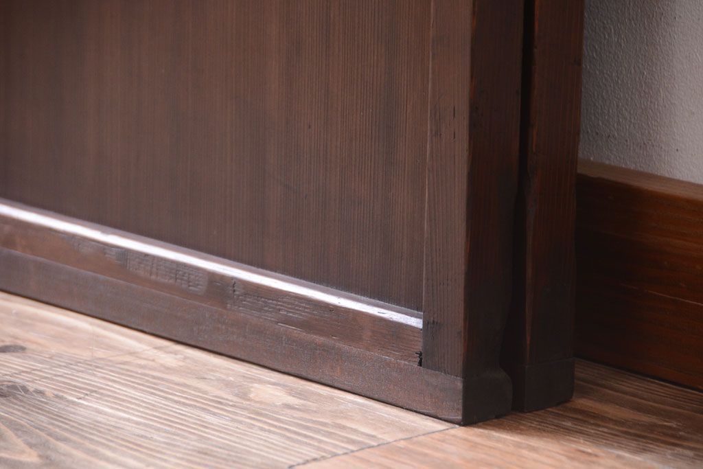 和製アンティーク　裏ガラス入り!古い木の格子戸2枚セット