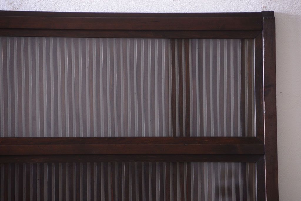 和製アンティーク　裏ガラス入り!古い木の格子戸2枚セット