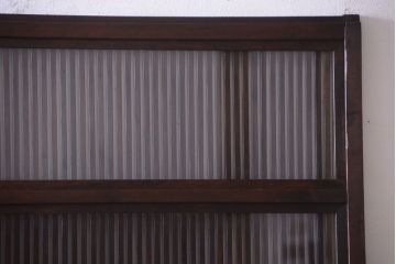 和製アンティーク　裏ガラス入り!古い木の格子戸2枚セット